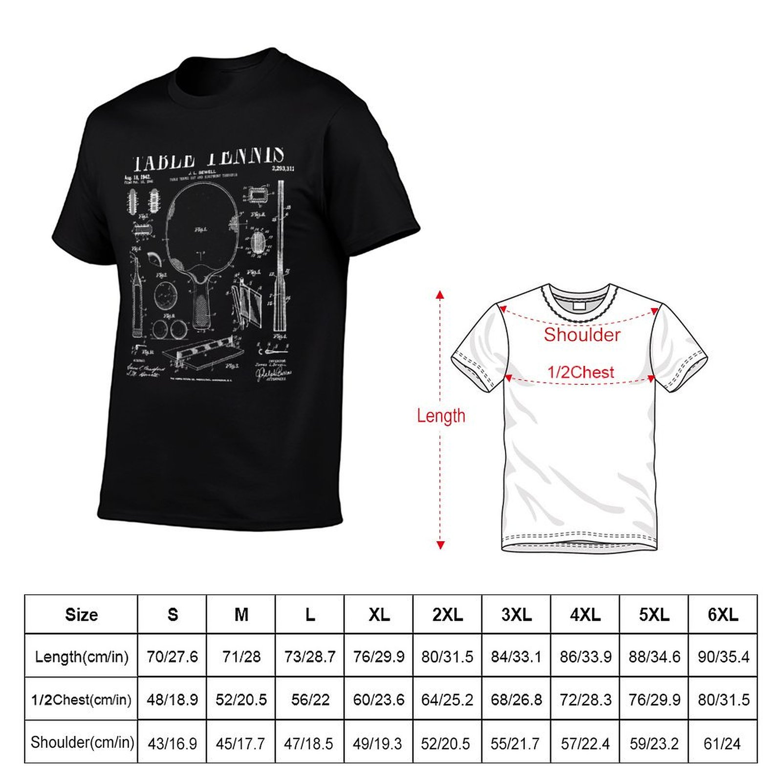 T-shirt de sport à haute élast - Table Tennis Drawing avis et prix